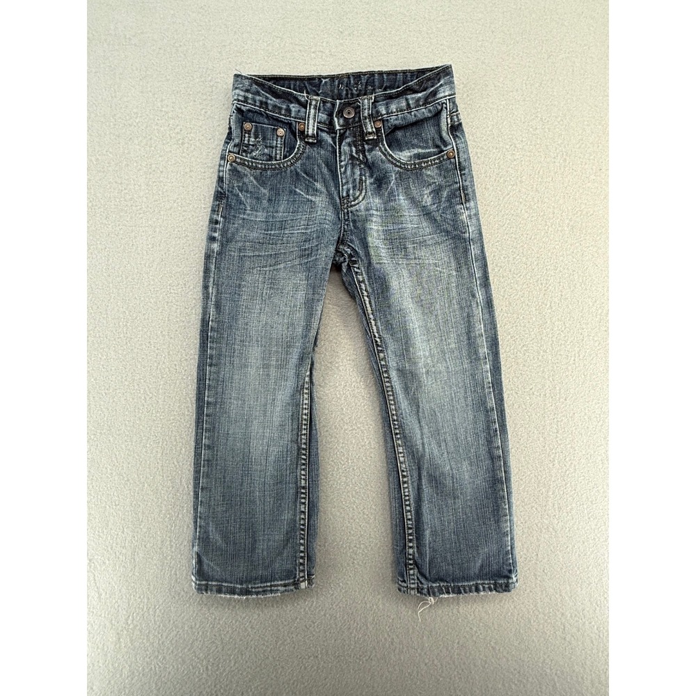Flypaper Boys Bootcut Jeans Size 5 Medium Wash Distressed Adjustable Waist Denim